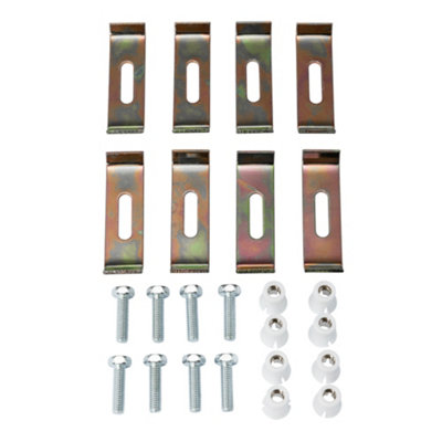 B&Q -  Chrome Modern Kitchen Stainless Steel Screw-In Clamp Secure Plumbing Hard-Wearing Undermount Sink Fixing Clip Kit 8-Piece