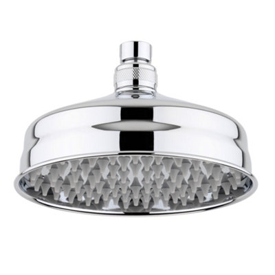 Enki Chrome Modern Traditional Bathroom Swivel Ball Joint Single-Spray Anti-Limescale Jet Fixed Round Power Shower Head Mixer R18 from B&Q