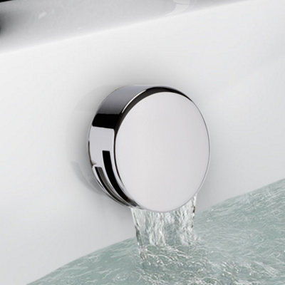 Enki Chrome Modern Bathroom Slimline Waterfall Design Free Flow Hot & Cold Round Click Clack Bath Filler Waste Trap W/ Overflow from B&Q
