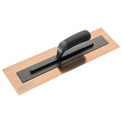 Refina Superflex-3 Rose Gold Trowel 18X5" (450X125mm) Stainless Steel 0.5mm Gauge Soft Grip from B&Q