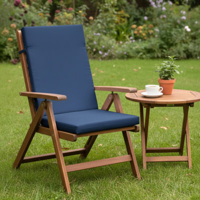 SOFTILLO High Back Garden Chair Cushion Waterproof Outdoor Patio Recliner Seat Pad Luxury Furniture Support 120X45X4Cm Dark Blue