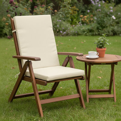SOFTILLO High Back Garden Chair Cushion Waterproof Outdoor Patio Recliner Seat Pad Luxury Furniture Support 120X45X4Cm Natural