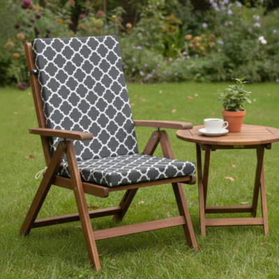 SOFTILLO High Back Garden Chair Cushion Waterproof Outdoor Patio Recliner Seat Pad Luxury Support 120X45X4Cm Marocco Graphite