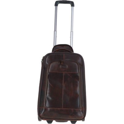 Ashwood Leather Cabin Size Columbian Leather Weekend Trolley Brown from B&Q
