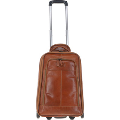 Ashwood Leather Cabin Size Columbian Leather Weekend Trolley Tan from B&Q