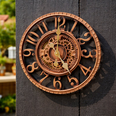 Marco Paul Large Bronze 30Cm Open Faced Skeleton Mechanical Garden Clock from B&Q