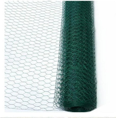  - 5M X 0.6 X 25mm Chicken Wire Mesh Rabbit Animal Fence Green Pvc Coated Galvanised Steel