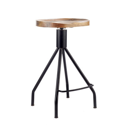 Elm Home And Products The Elm Home And Homemade Garden Bar Kitchen Pub Café Breakfast Stool Solid Mango Wooden Top Adjustable Height from B&Q