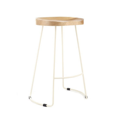 Elm Home And Garden Solid Hard Wood White Metal Breakfast Bar Kitchen Pub Café Stool Wooden H 70 X W 52 X D 36 Cm from B&Q