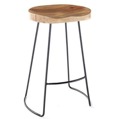 Elm Home And Garden Solid Hard Wood Black Metal Breakfast Bar Kitchen Pub Café Stool Woodenh 80 X W 52 X D 36 Cm from B&Q