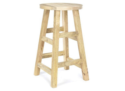  - Elm Home And Garden Solid Light Oak Finish Wood Kitchen Pub Breakfast Bar Stool H70 X W38 X D38Cm