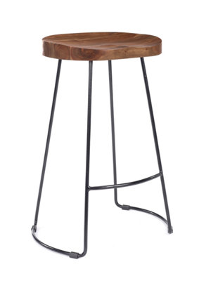 Elm Home And Garden Solid Wood Dark Oak Finish Kitchen Breakfast Bar Stool 70Cm High X 42Cm Wide X 38Cm Deep from B&Q