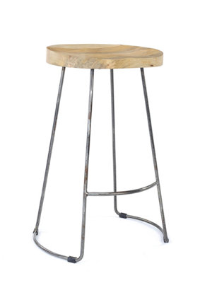  - Elm Home And Garden Solid Hard Wood Gun Metal Grey Breakfast Bar Kitchen Pub Café Stool Wooden H 70 X W 52 X D 36 Cm