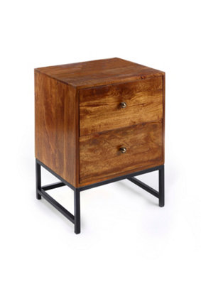 Elm Home And Garden Dark Wooden Two 2  Drawer Side Lamp End Bedside Table Cabinet H64 X W48 X D 40Cm from B&Q