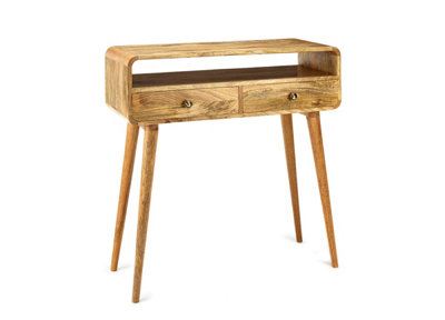  - Elm Home And Garden Light Oak Finish Two 2 Drawer Console Hall Telephone Table H90 X W90 X D35