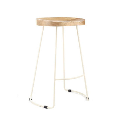 Elm Home And Garden Solid Mango Wood & Metal Breakfast Bar Stool - White - 36cm - Image 3