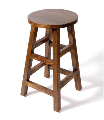 Elm Home And Garden Solid Mango Wood Dark Breakfast Bar Kitchen Pub Café Stool Wooden H 70 X W 38 X D 38 Cm from B&Q