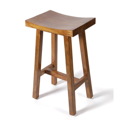 Elm Home And Garden Solid Mango Wood Breakfast Bar Stool - Brown - Image 4
