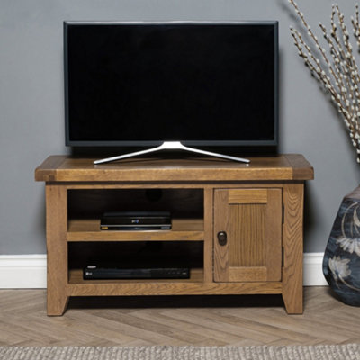 B&Q Elm Home And Garden Rustic Oak Wooden Tv Video Media Unit 50Cm High X 91Cm Wide X 37Cm Deep Fully Assembled Small