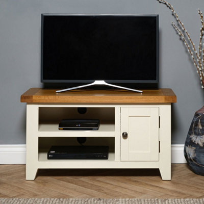  - Elm Home And Garden Painted Cream Oak Small Tv Video Media Unit 50Cm High X 91Cm Wide X 37Cm Deep Fully Assembled