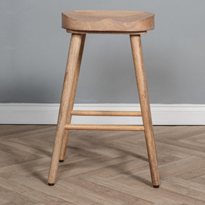 B&Q -  Elm Home And Garden Solid Wooden Breakfast Kitchen Bar Stool Oak Finish Fully Assembled No Veneer 70Cm High40Cm Wide34Cm Deep