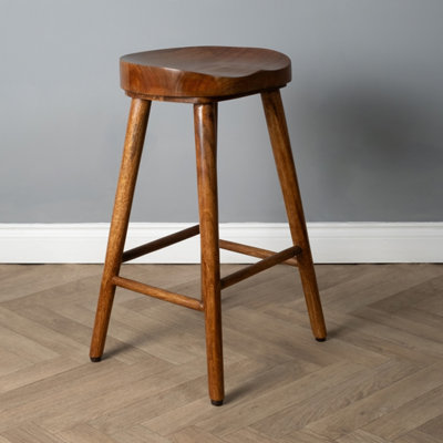Elm Home And Products Elm Home And Garden Solid Wooden Breakfast Kitchen Bar Stool Dark Oak Finish Fully Assembled No Veneer 70Cm High40Cm Wide34Cm from B&Q
