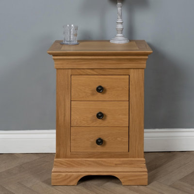 B&Q -  Elm Home And Garden 3 Drawer Bedside Cabinet Night Stand Quality Oak Fully Assembled
