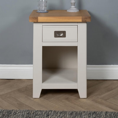 White Painted Oak Wood Nightstand Bedside Cabinet - Image 4