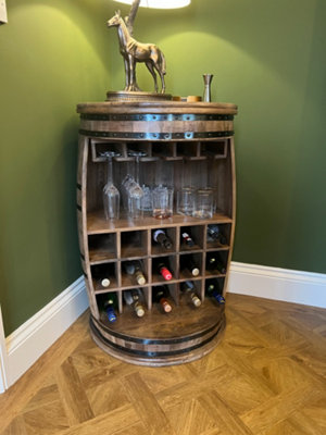 Elm Home And Products Elm Home And Garden Solid Mango Wood Wine Rack Barrel Home Bar Fully Assembled 90Cm X 60Cm X 60Cm from B&Q