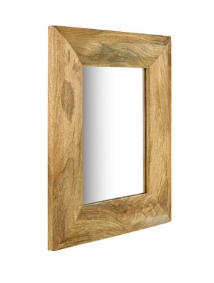 Elm Home And Products Elm Home And Garden Solid Mango Wood Wall Mirror Light Oak Finish Fully Assembled 40Cm Wide X 50Cm High X 2Cm Deep from B&Q
