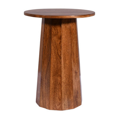 B&Q -  Elm Home And Garden Round Side End Lamp Table Dark Oak Finish  Solid Mango Wood Fully Assembled 60Cm High X 45Cm Wide X 45Cm Deep