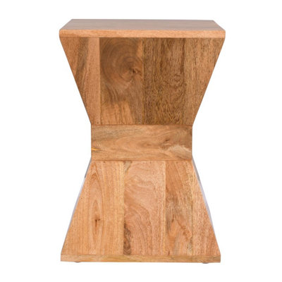 Elm Home And Garden Side End Lamp Table Light Oak Finish Solid Mango Wood Fully - Image 3