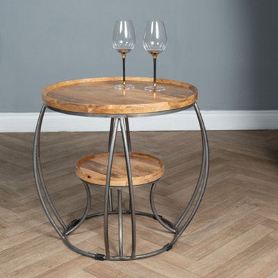 Elm Home And Garden - Side Table - Solid Mango Wood - Light Oak - 53cm - Image 3