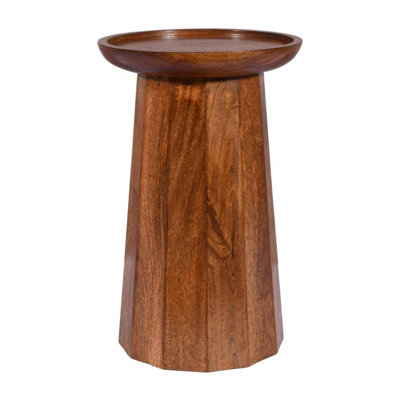 B&Q -  Elm Home And Garden Round Side End Lamp Table Dark Oak Finish Solid Mango Wood 60Cm High X 40Cm Wide X 40Cm Deep Fully Assembled