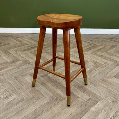 Elm Home And Garden Solid Wooden Kitchen Breakfast Bar Stool 68Cm Dark Oak Finish Fully Assembled Pub Café from B&Q