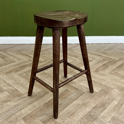 Elm Home And Garden Solid Wooden Kitchen Breakfast Bar Stool 68Cm Smoked Oak Finish Fully Assembled Pub Café from B&Q