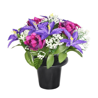 Sincere Floral Artificial Flower Memorial Graveside Rose Bowl from B&Q