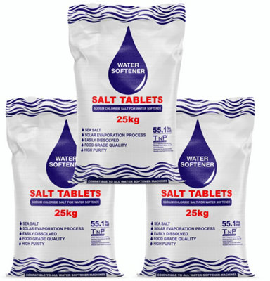 Tnp Distribution Water Softener Salt Tablets 25Kg X 3 Bags Food Grade Salt from B&Q
