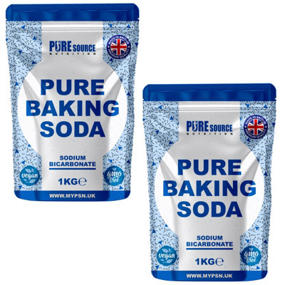 Pure Source Nutrition Baking Soda 2Kg (1Kg X 2 Bags) Multi Purpose Household Cleaner Sodium Bicarbonate Of Soda from B&Q