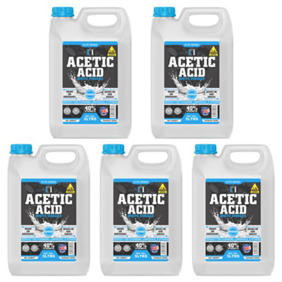 White Vinegar Cleaning 5X5Ltrs25 Litres High Strength 40%All Natural Multi-Surface & Multi-Purpose CleanerLimescale from B&Q
