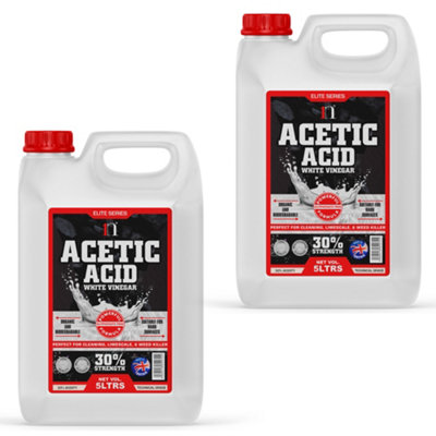 Weed Killer Path Cleaner Acetic Acid Concentrated 30% 2 X 5Ltrs10 Litres Glyphosate FreeDouble Strength White Vinegar from B&Q