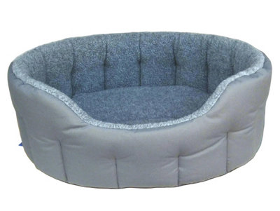 P&L Superior Pet Beds Jumbo Drop Fronted Bolster Pet Bed - Grey & Silver - Polyester - L90cm X W74cm X H25cm - Image 3