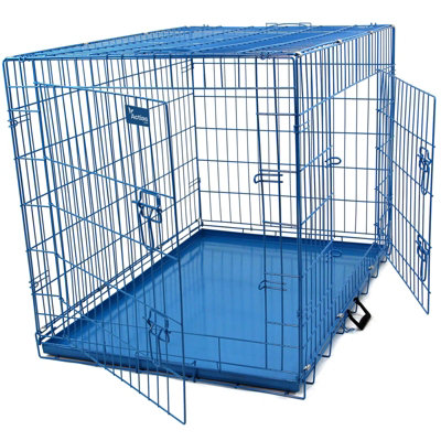 B&Q -  Xl 42Inch Foldable Blue Dog Cage