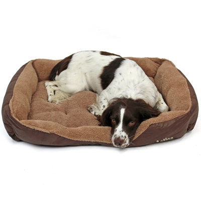 Actiaspet Brown Faux Leather Dog Bed Large