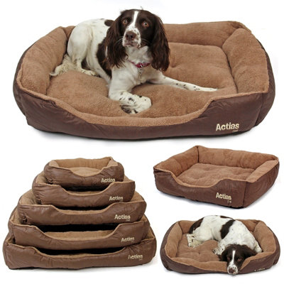 B&Q -  Brown Faux Leather Dog Bed Medium