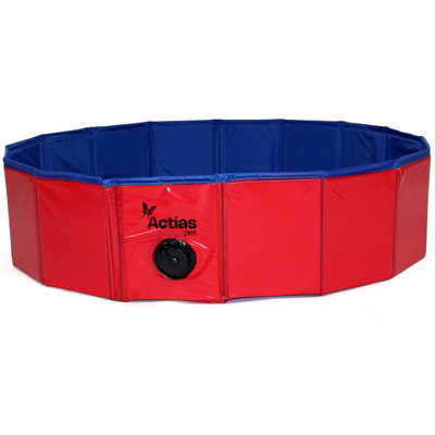 Easipet Dog Paddling Pool Pet Bath Tub Washing Swimming Cool Folding Portable Blue/Red