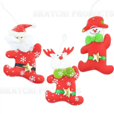 B&Q -  3Pcs Set Handmade  Christmas Tree Hanging Xmas Home Decor Stocking Fillers