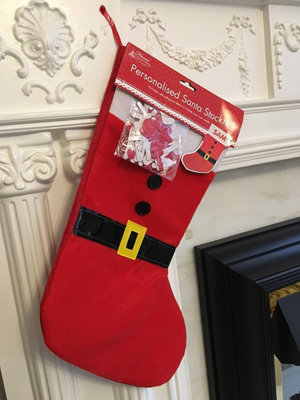 Shatchi Personalised Xmas Santa Stocking With Self Adhesive Letters from B&Q