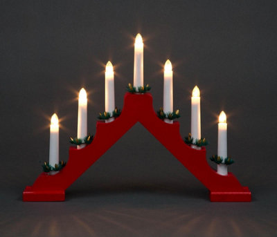 Shatchi  Wooden Candle Bridge Light 7 Bulb Window Xmas Christmas Decoration Arch Décor,2Pk from B&Q