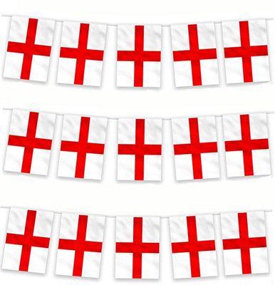 Shatchi 33Ft/10M Fabric St Georges England English Bunting Polyester Banner 30 Flags from B&Q